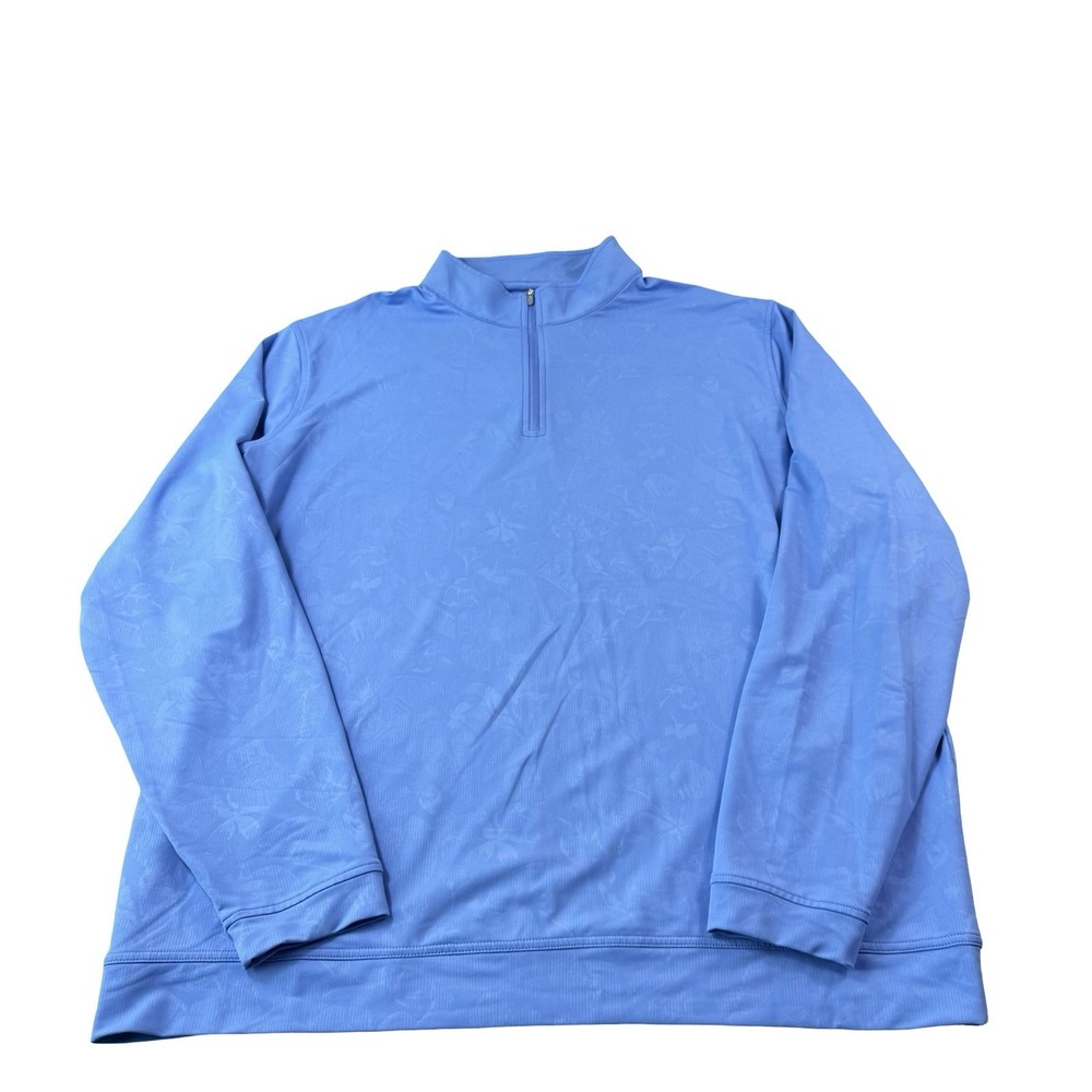 Peter Millar Blue Floral Embossed Half Zip Performance Pullover Size 3XL XXXL